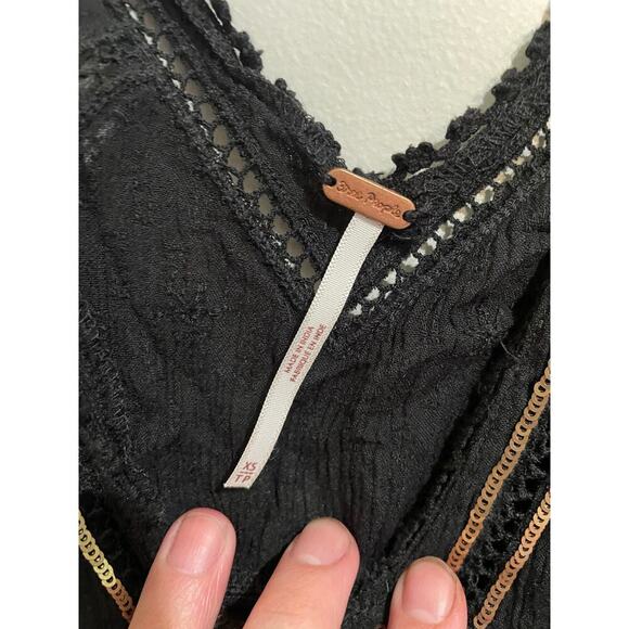 Free People Chloe Embroidered Slip Mini Dress in Black Size XS - Picture 9 of 10